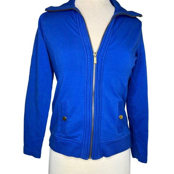 KAREN SCOTT SPORT PETITES Women's Light Jacket Blue Size PP Long Sleeve Collar F - Picture 1 of 10